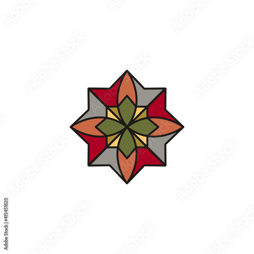 Traditional Asian Colorful Floral Pattern Logo design inspiration