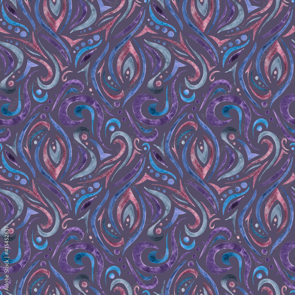 Hand-drawn waves seamless pattern . Watecolor patterns. Abstract watercolor background in a diamond pattern Hand-drawn waves seamless pattern . Watecolor patterns. Abstract watercolor background in a diamond pattern