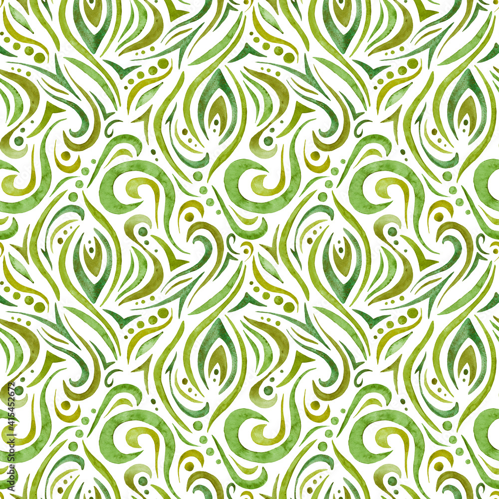 Hand-drawn waves seamless pattern .  Watecolor patterns. Abstract watercolor background in a diamond pattern