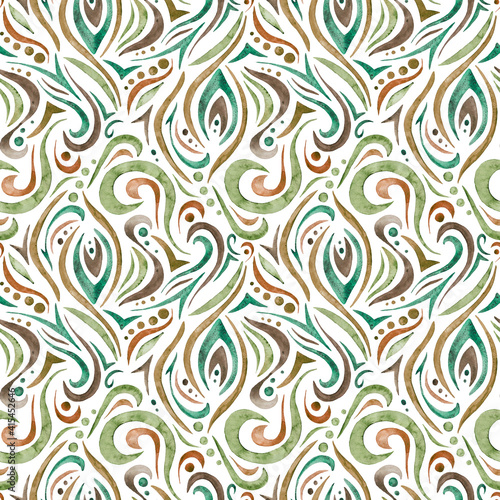 Hand-drawn waves seamless pattern . Watecolor patterns. Abstract watercolor background in a diamond pattern