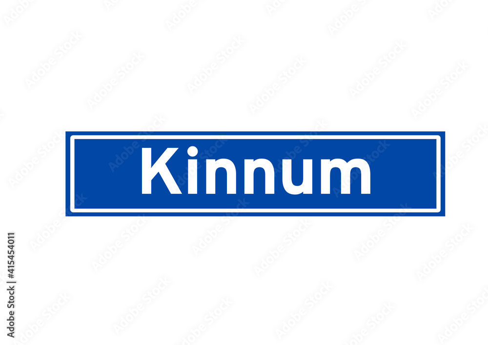Kinnum isolated Dutch place name sign. City sign from the Netherlands. Kinnum isolated Dutch place name sign. City sign from the Netherlands.