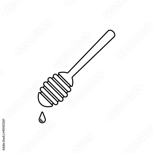 Dipper with honey icon. Vector. Line style.