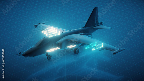 Cuadro en lienzo 3d rendered illustration of Su 25 airplane