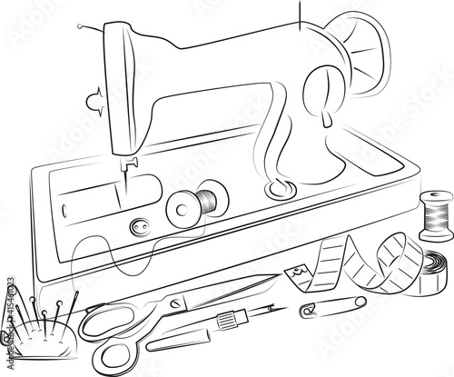 sewing tools, sewing machine. hand tools