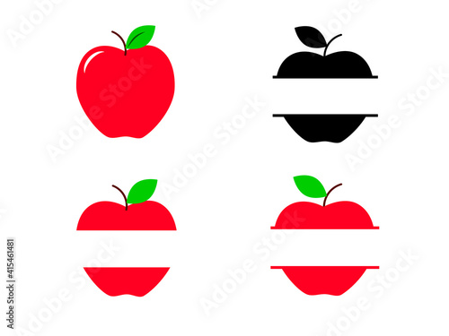 Set of apple frames isolated on a white background. Vector stock illustration for banner or poster