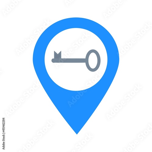 Key location map pin pointer icon. Element of map point for mobile concept and web apps. Icon for website design and app development. Premium security location icon sign. Vector Illustration.