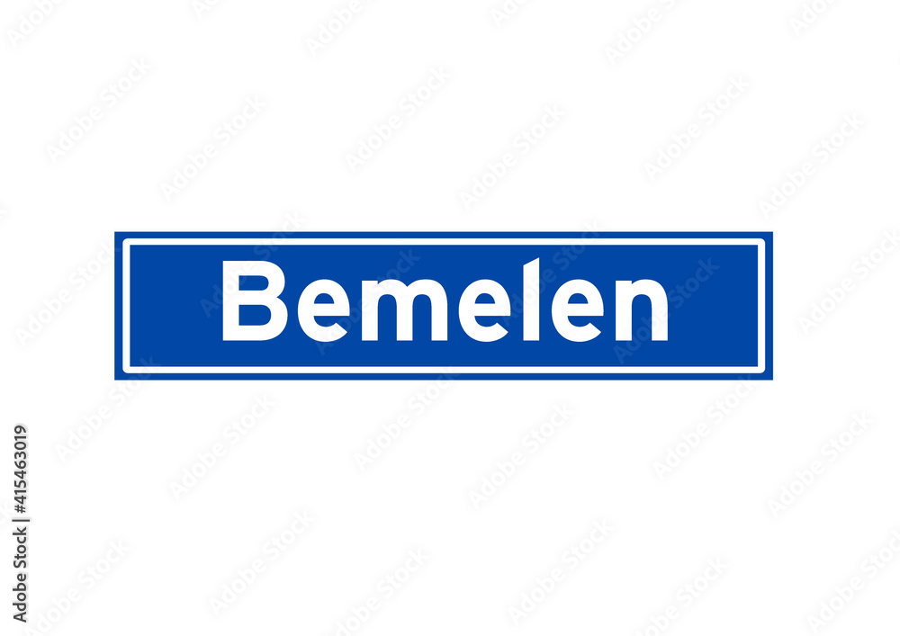 Bemelen isolated Dutch place name sign. City sign from the Netherlands. Bemelen isolated Dutch place name sign. City sign from the Netherlands.