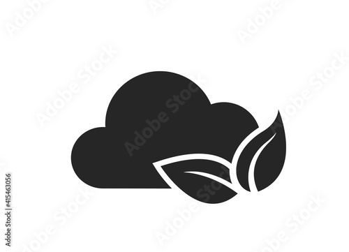 zero emissions icon. clean air, ecology and environment symbol. cloud and leaves