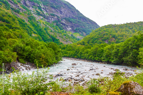 Beautiful turquoise river Utla Utladalen Norway. Most beautiful landscapes. photo
