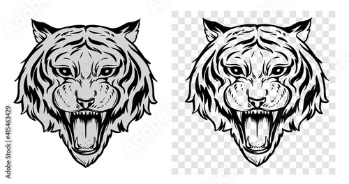 Wallpaper Mural Tiger head, vector outline illustration.  Animals sign Torontodigital.ca