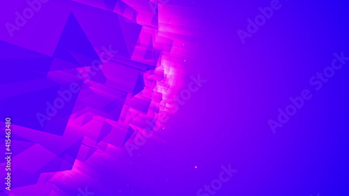 3D illustration of neon glow geometrical object