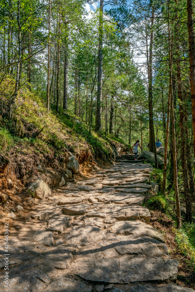 Hiking footpath to the Preikestolen Hiking footpath to the Preikestolen