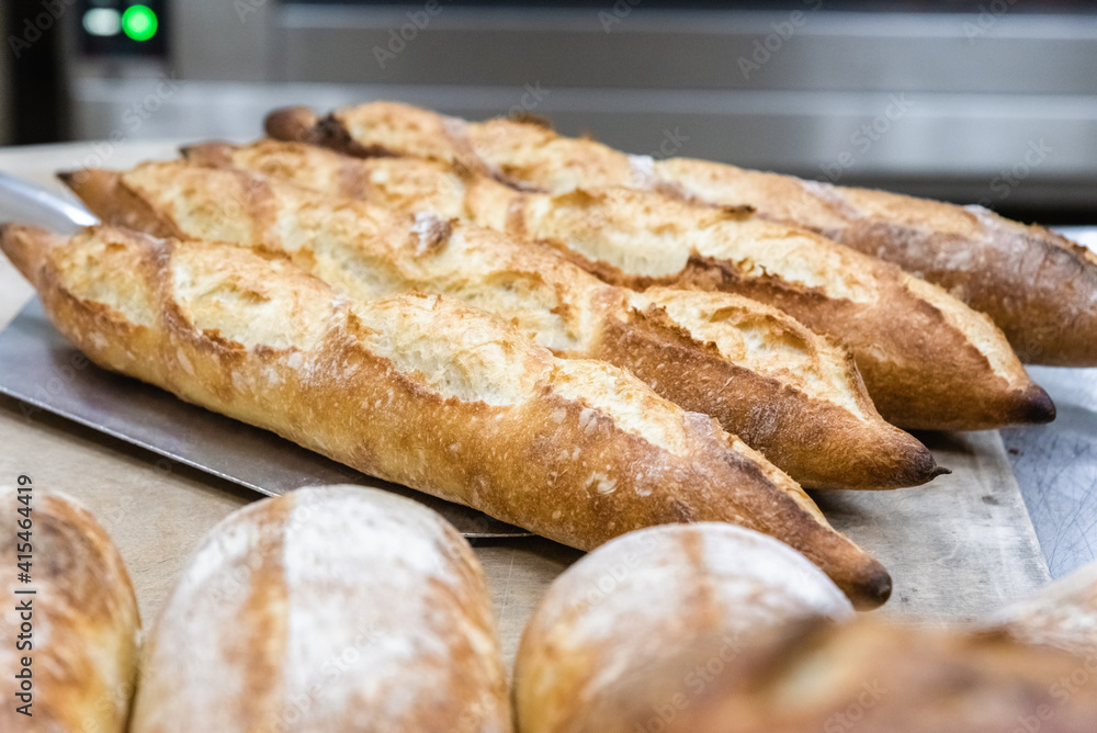 Craft bread on the table at the bakery. The concept of small industries and healthy food