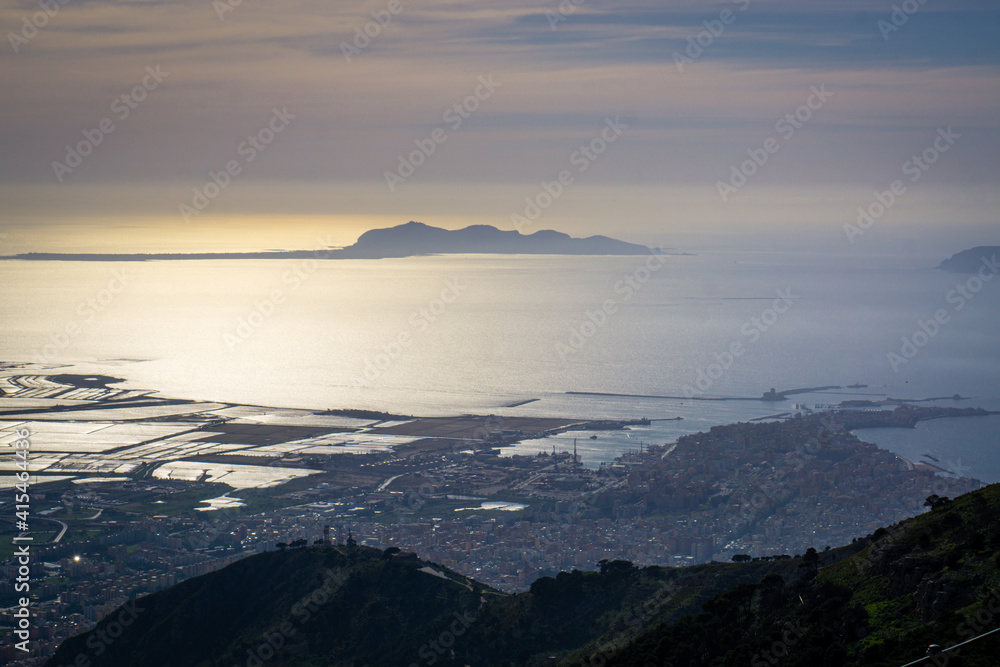 View of Trapani from the city of Erice, Sicilia View of Trapani from the city of Erice, Sicilia