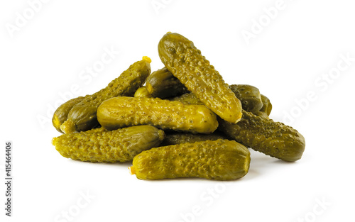 Obraz na plátne Pile of pickled gherkins isolated on a white background