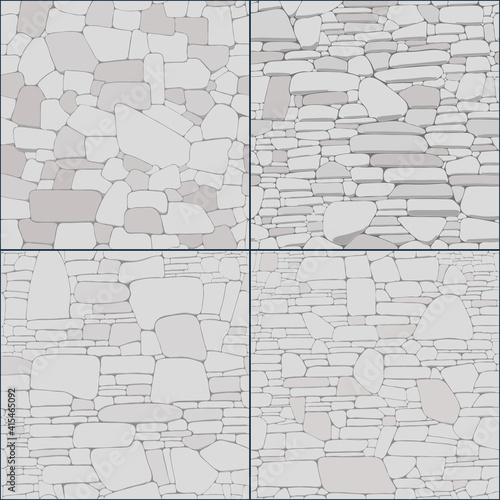 set of vector decorative seamless stone wall textures
