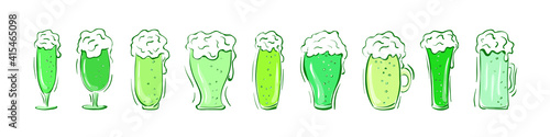 Saint Patrick's Day - set of green beer glasses. Isolated