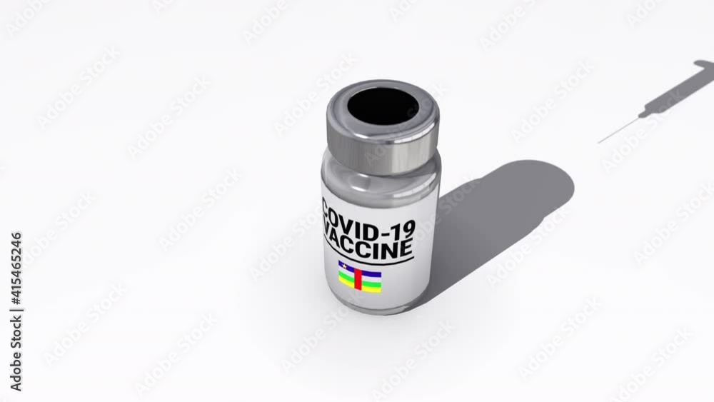 Seamless looping 3D animation of the covid-19 vaccine injection of a bottle with the flag of Central African Republic in 4K resolution Seamless looping 3D animation of the covid-19 vaccine injection of a bottle with the flag of Central African Republic in 4K resolution