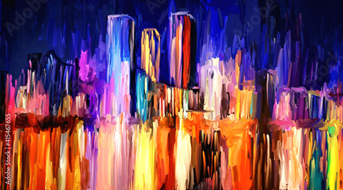 Abstract artistic painting of skyline