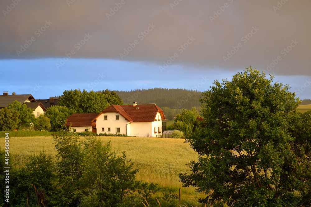 Idyllic Landscape With Threatening Storm Clouds