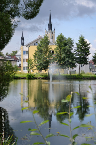 Church Spire And Another Is Reflected In A Pond © Stockfotos