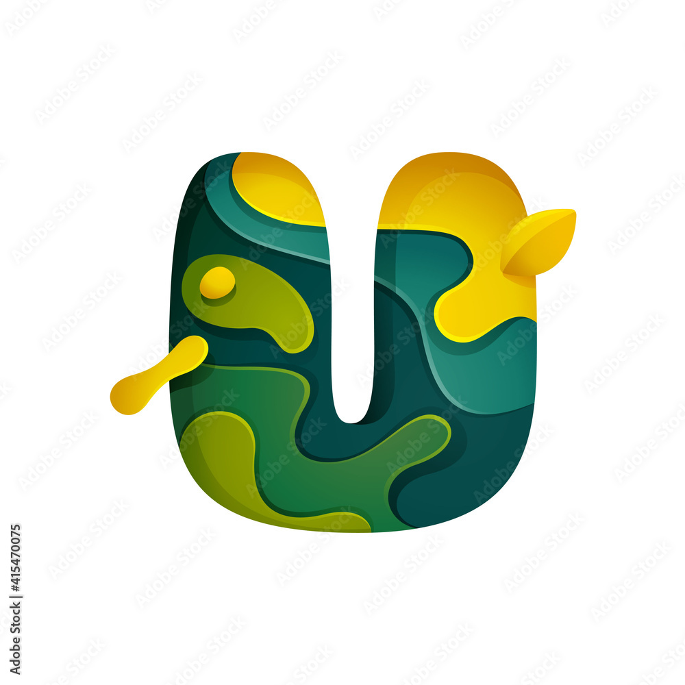Paper cut letter U logo. Layer carving style effect icon. Paper cut letter U logo. Layer carving style effect icon.