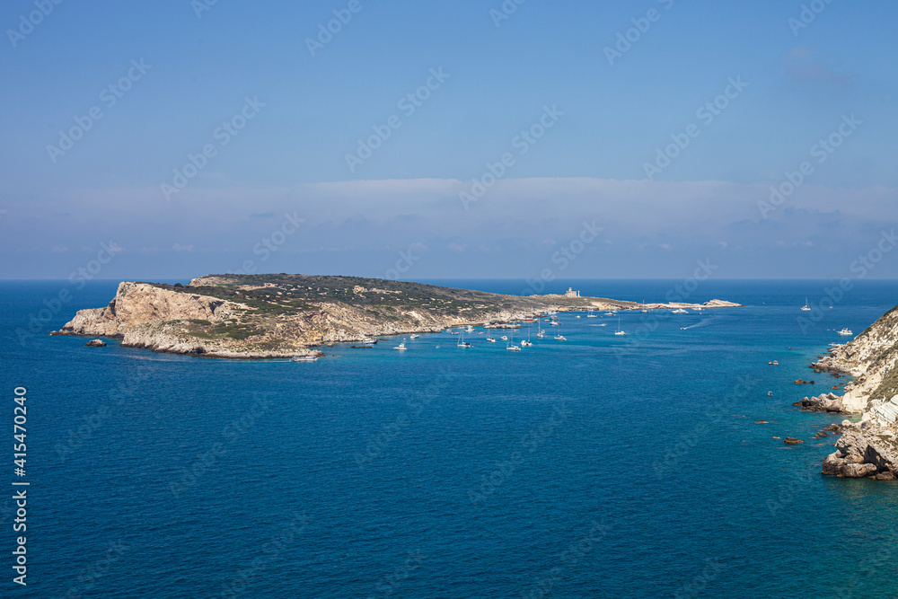 View of the Tremiti Islands. San Domino island, Italy: scenic view of tipycal rocky coastline.