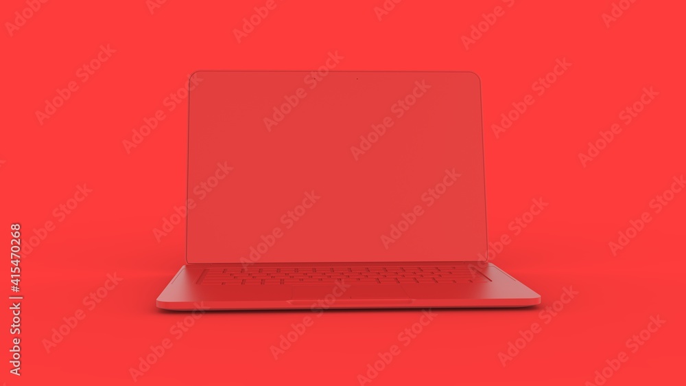Red laptop 3d illustration render Red laptop 3d illustration render