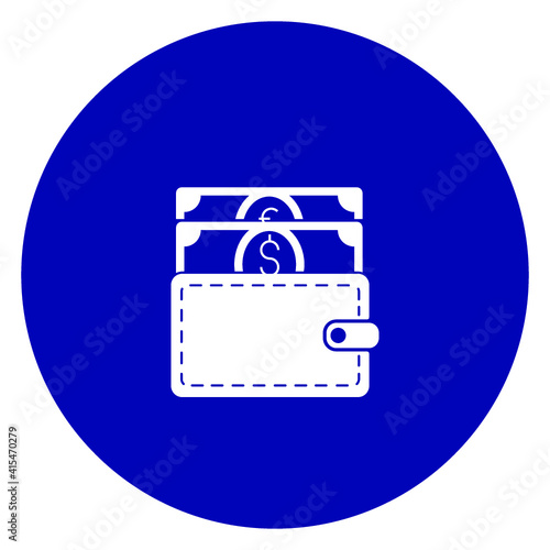Wallet full of money. Vector flat cartoon illustration