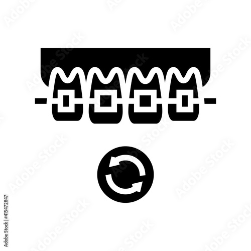 lingual tooth braces glyph icon vector. lingual tooth braces sign. isolated contour symbol black illustration