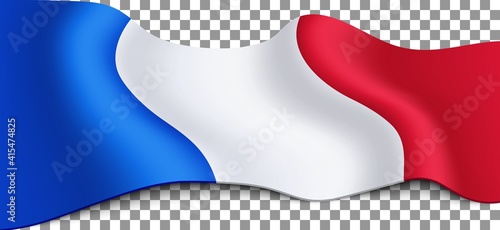 Long French flag on transparent background.