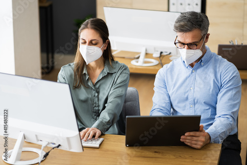 Business People Social Distancing Wearing Face Mask