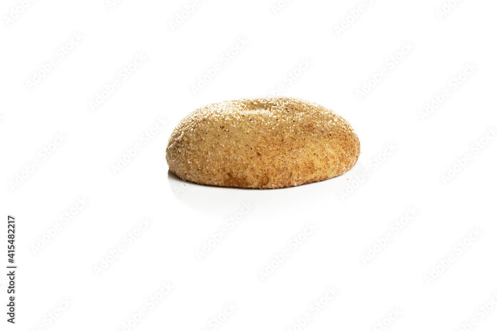 cookie filed with chocolate on white background, side view cookie filed with chocolate on white background, side view