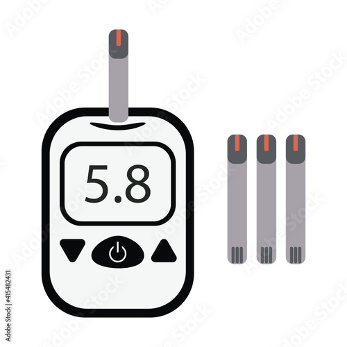 Glucometer set - electronic glucometer and standard test strips. Testing tool for people with diabetes. Medical device with which you can independently determine the level of glucose in the blood.
