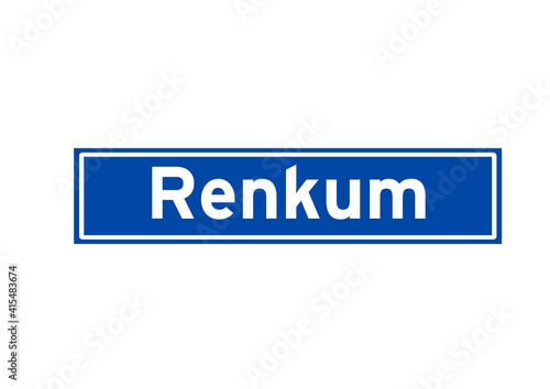 Renkum isolated Dutch place name sign. City sign from the Netherlands.