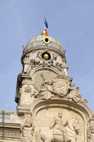 Clock tower of the Hotel de Ville, Place des Terreaux, Lyon, France photo