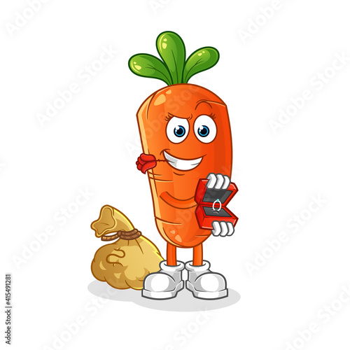 carrot propose and holding ring character. cartoon mascot vector