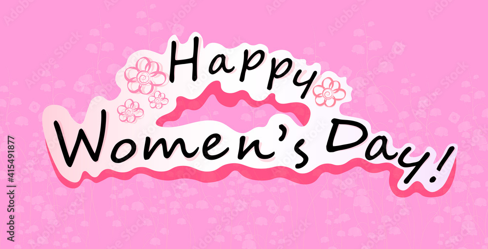 womens day 8 march holiday celebration lettering banner flyer or greeting card horizontal vector illustration