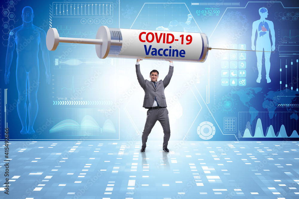 Businessman in covid-19 coronavirus vaccination concept Businessman in covid-19 coronavirus vaccination concept