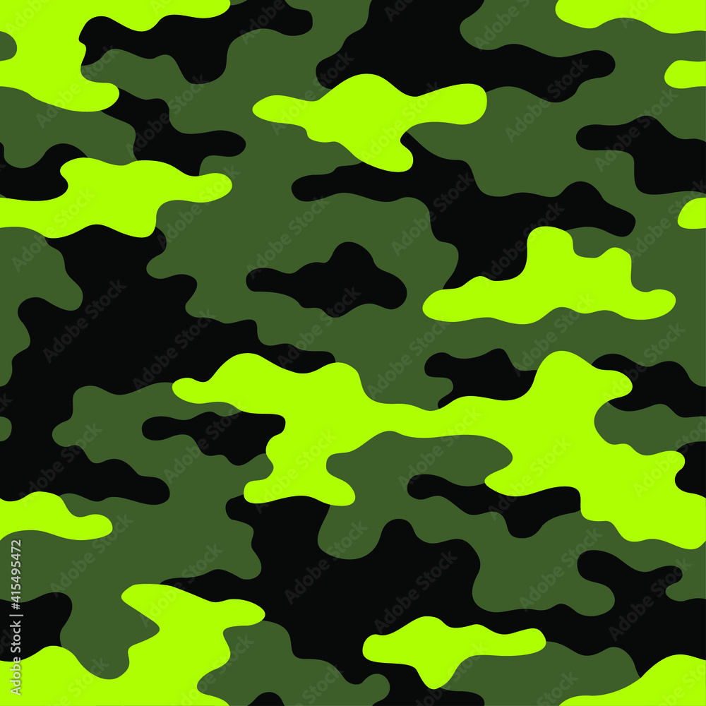 Camouflage texture seamless pattern. Abstract endless camo ornament in army military style. Template for fabric and fashion print. Vector background.