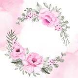 flower wreath pink background illustration watercolor