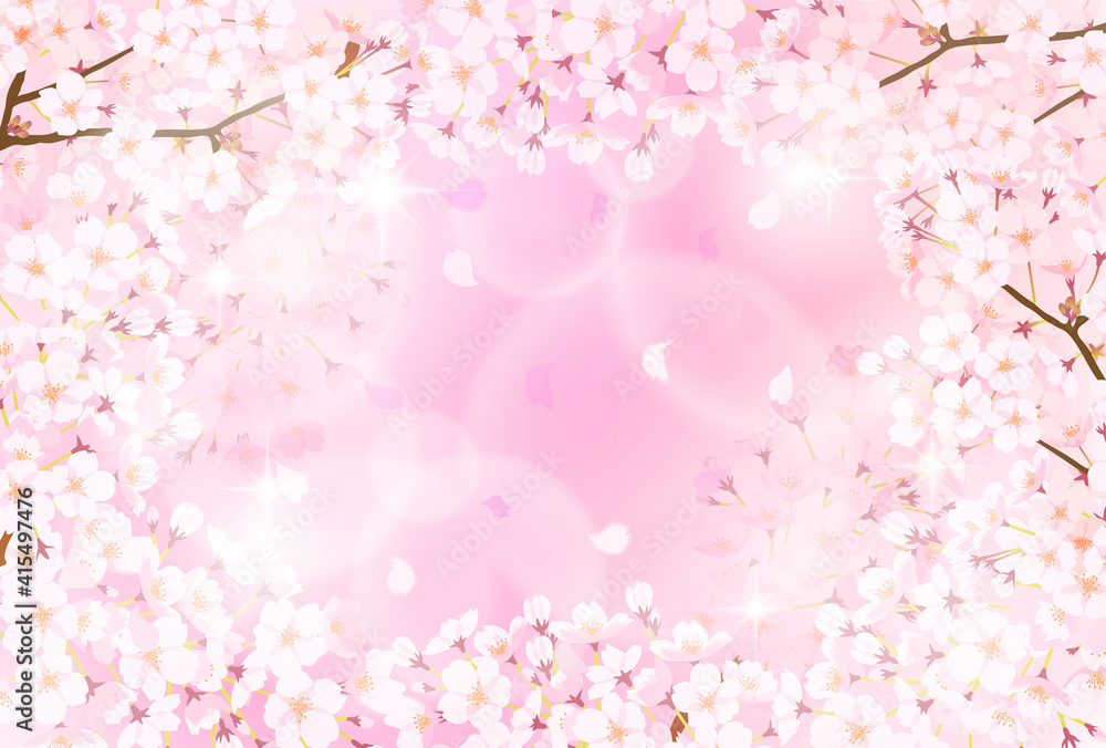 満開の桜の神秘的な背景素材