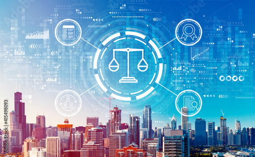 Картината върху платно Legal advice service concept with downtown Chicago cityscape skyscrapers