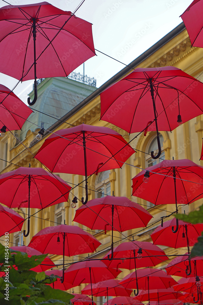 Umbrellas red