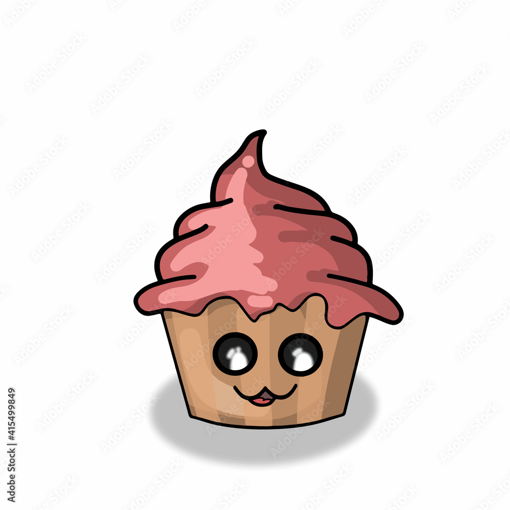 Happy cute cupcake character vector template design illustrator Happy cute cupcake character vector template design illustrator