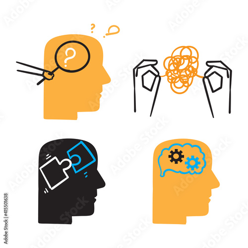 hand drawn doodle Mental health therapy illustration vector isolated