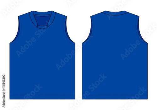 Blank Blue Tank Top Template Vector On White Background.Front and Back Views.