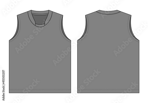 Blank Gray Tank Top Template Vector On White Background.Front and Back Views.