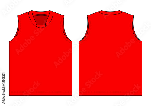 Blank Red Tank Top Template Vector On White Background.Front and Back Views.