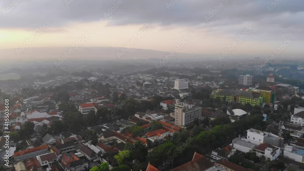 Aerial View morning sun In Malang City Aerial View morning sun In Malang City